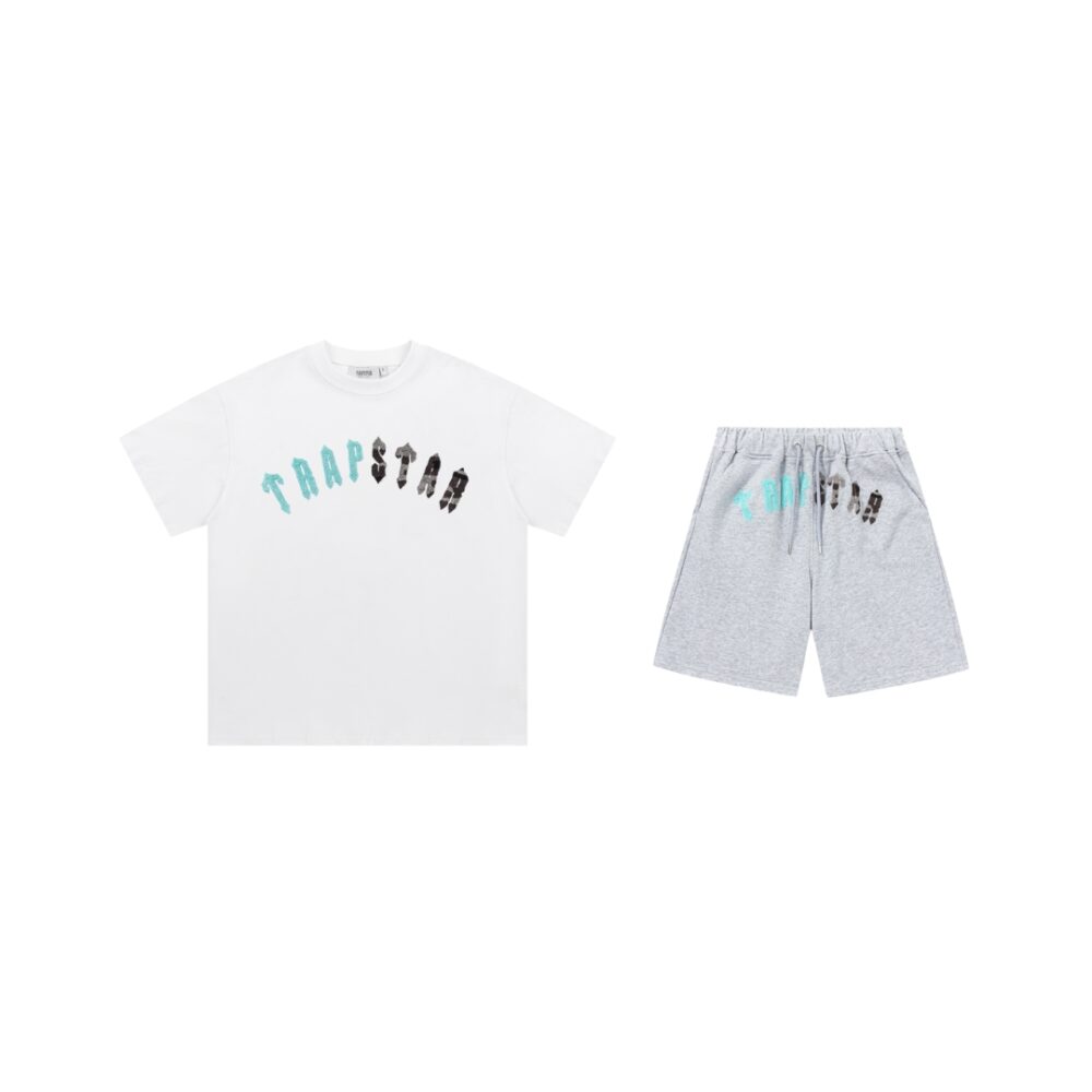 T-Shirt & Shorts White/Gray
