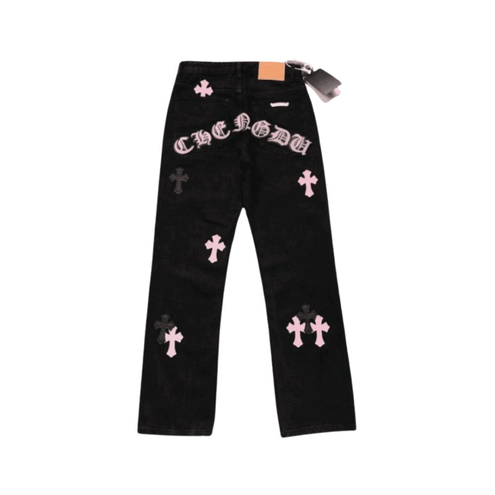 Pink Leather Cross Jean