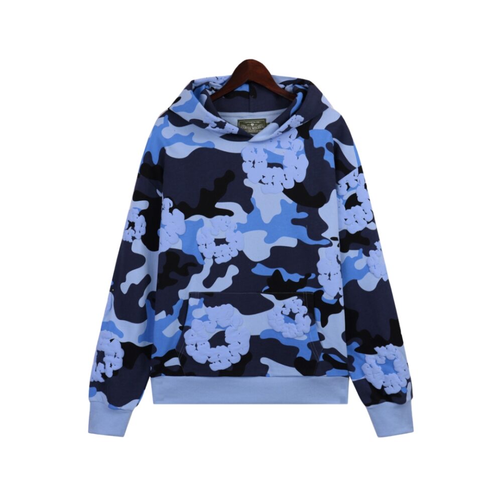 Kapok Cotton Ring Hoodie Blue Camouflage