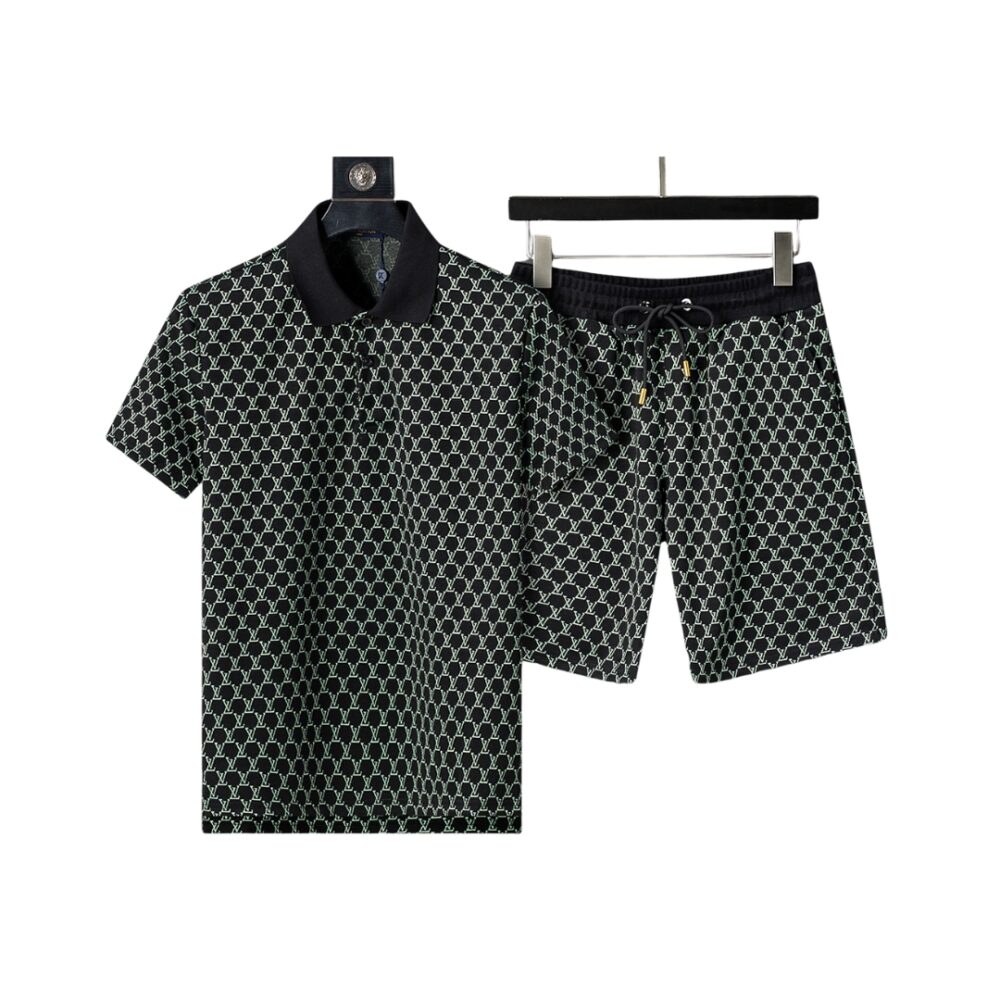 Jacquard Lapel Short Suit Black