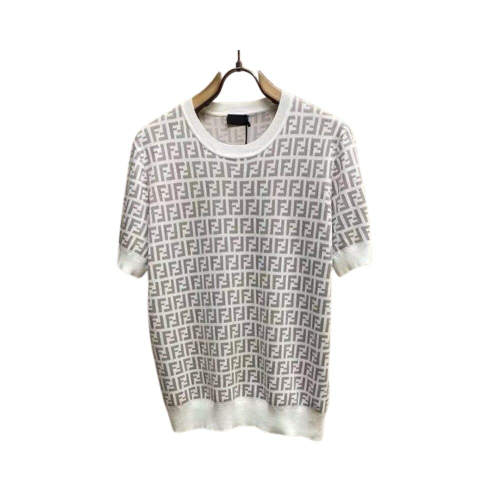 Hollowout full print knit short sleeve