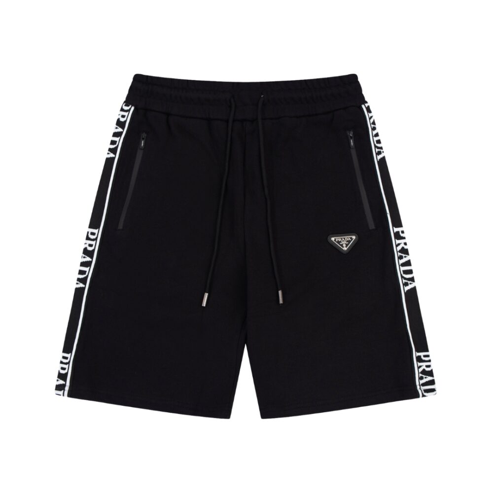 Cotton fabric ribbon stitching shorts