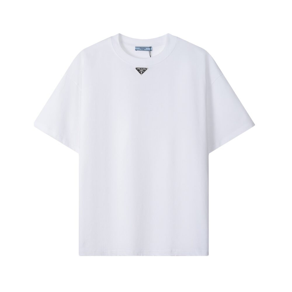 Logo plaque slim fit cotton White