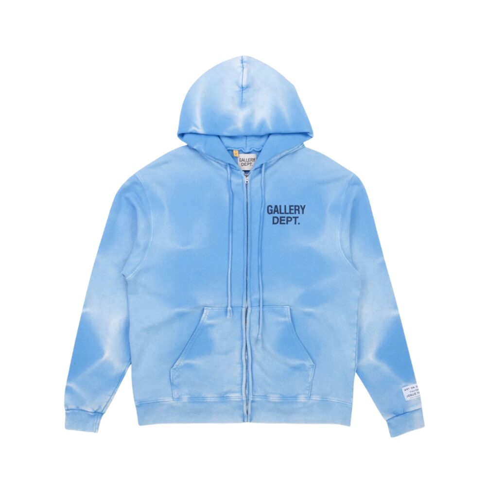 Blue ripple English zipper hoodie