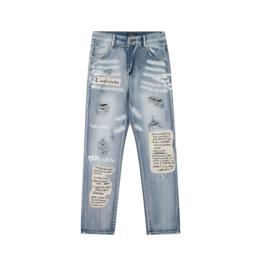 Ripped Letters Skinny Jeans