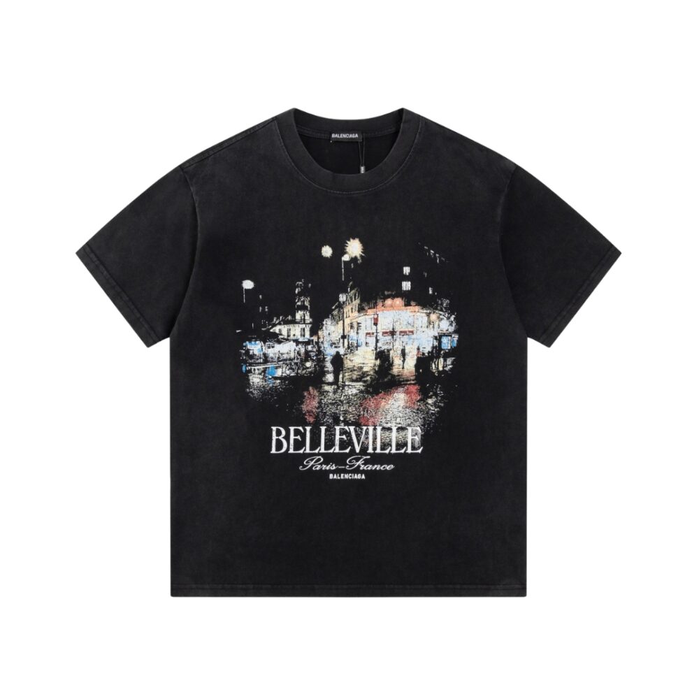 T-Shirt in Faded Black Jersey
