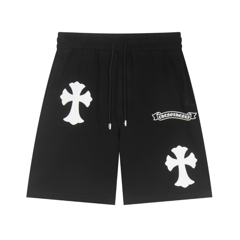 Leather Shorts Black with White Logo