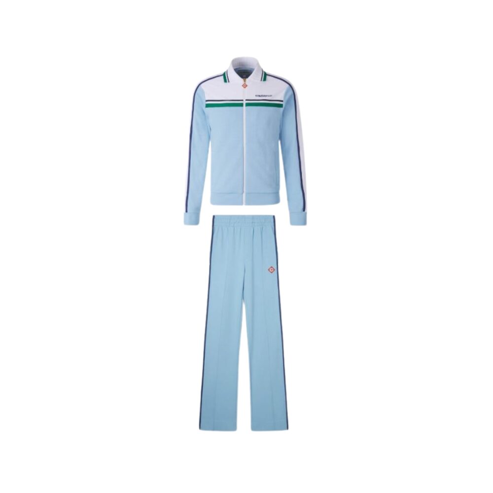 Striped Piqué Track Jacket - Blue