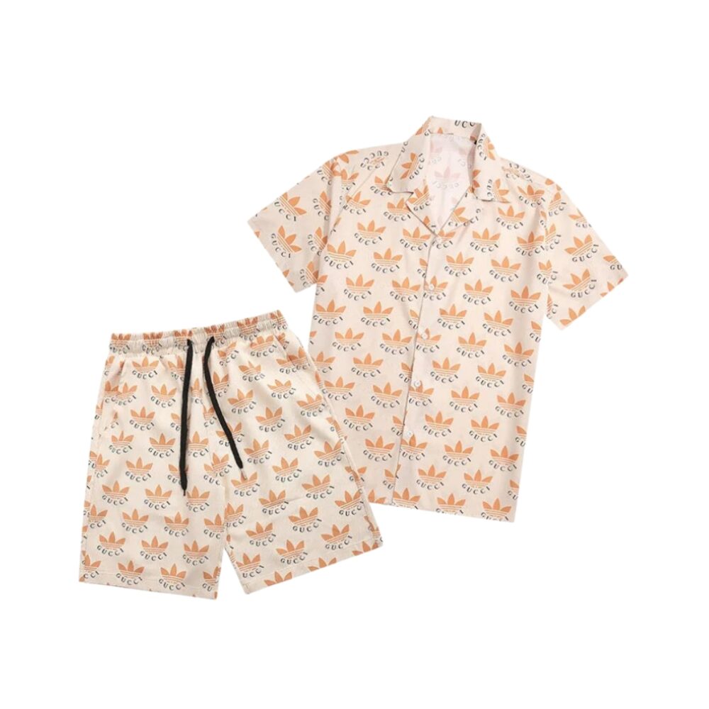 Adidas Trefoil Beige Shirt and Shorts