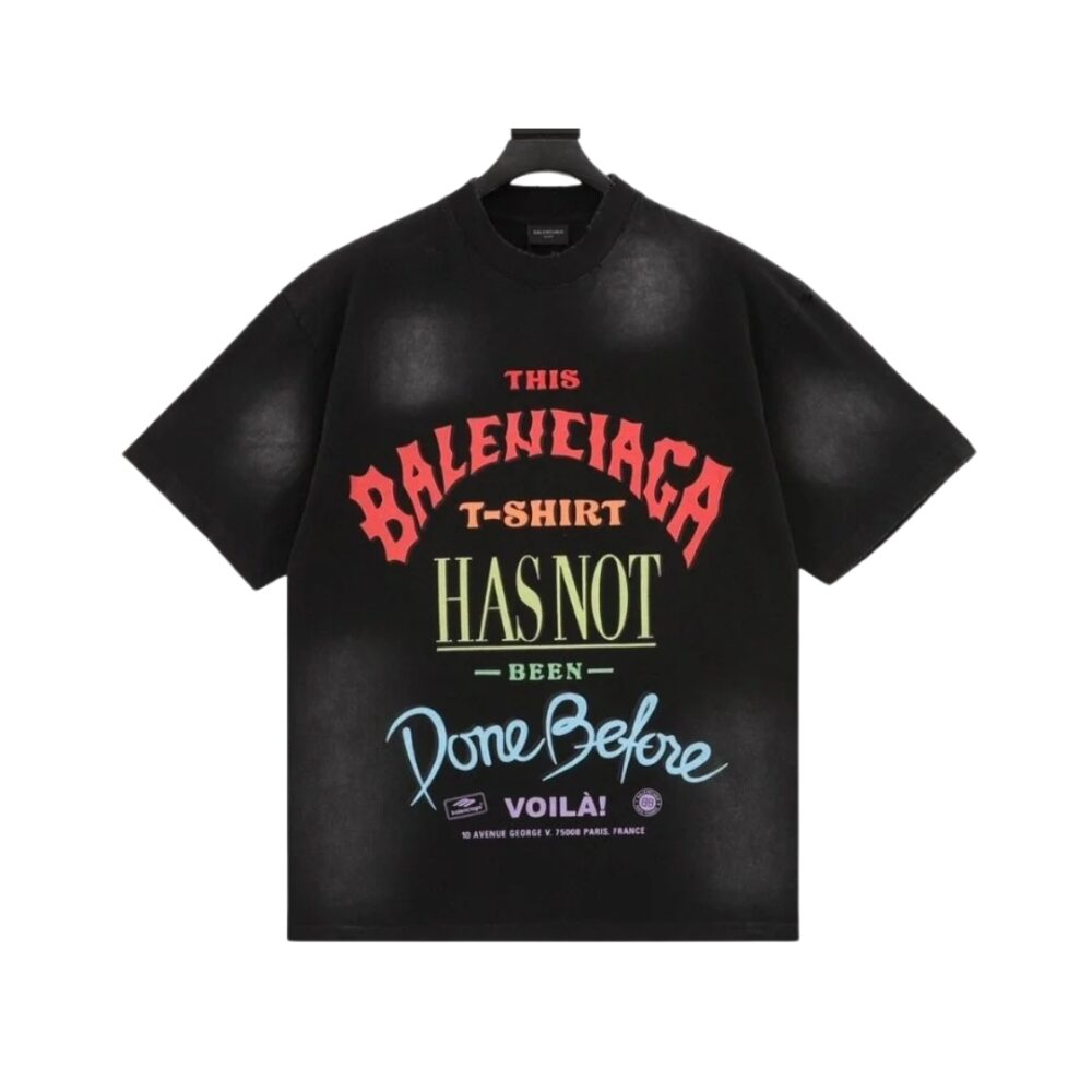 Graphic Slogan Distressed Black T-shirt