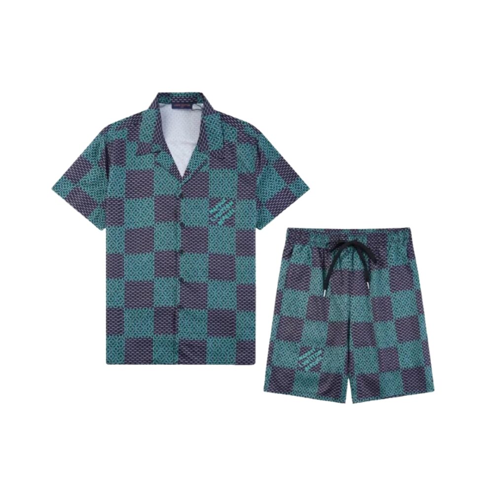 Green Checkered Print Set