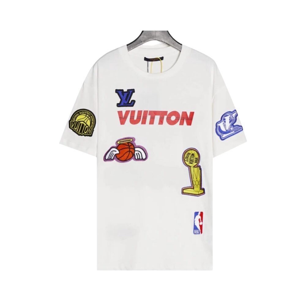 White NBA Patches T-shirt