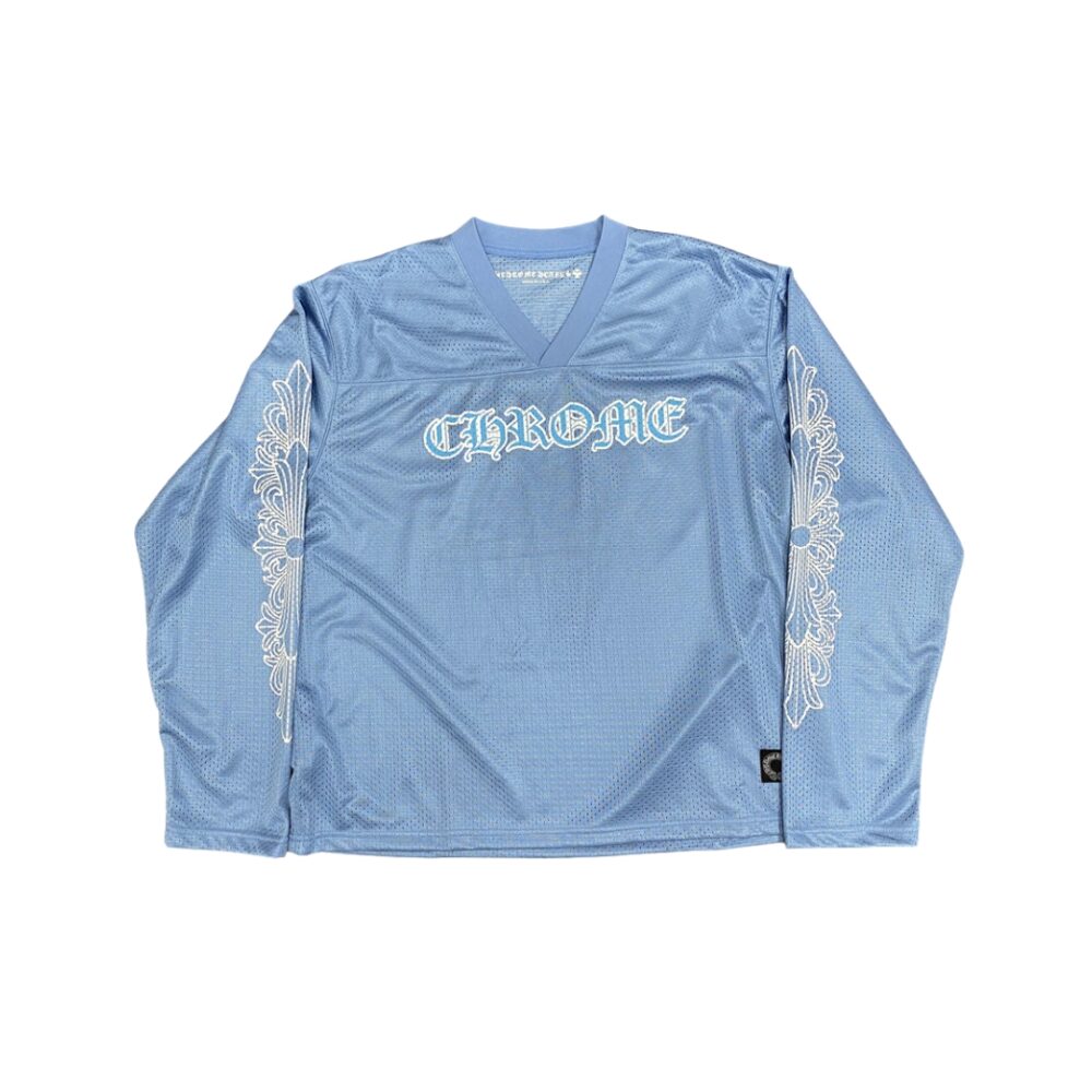 Maglia a maniche lunghe in rete blu