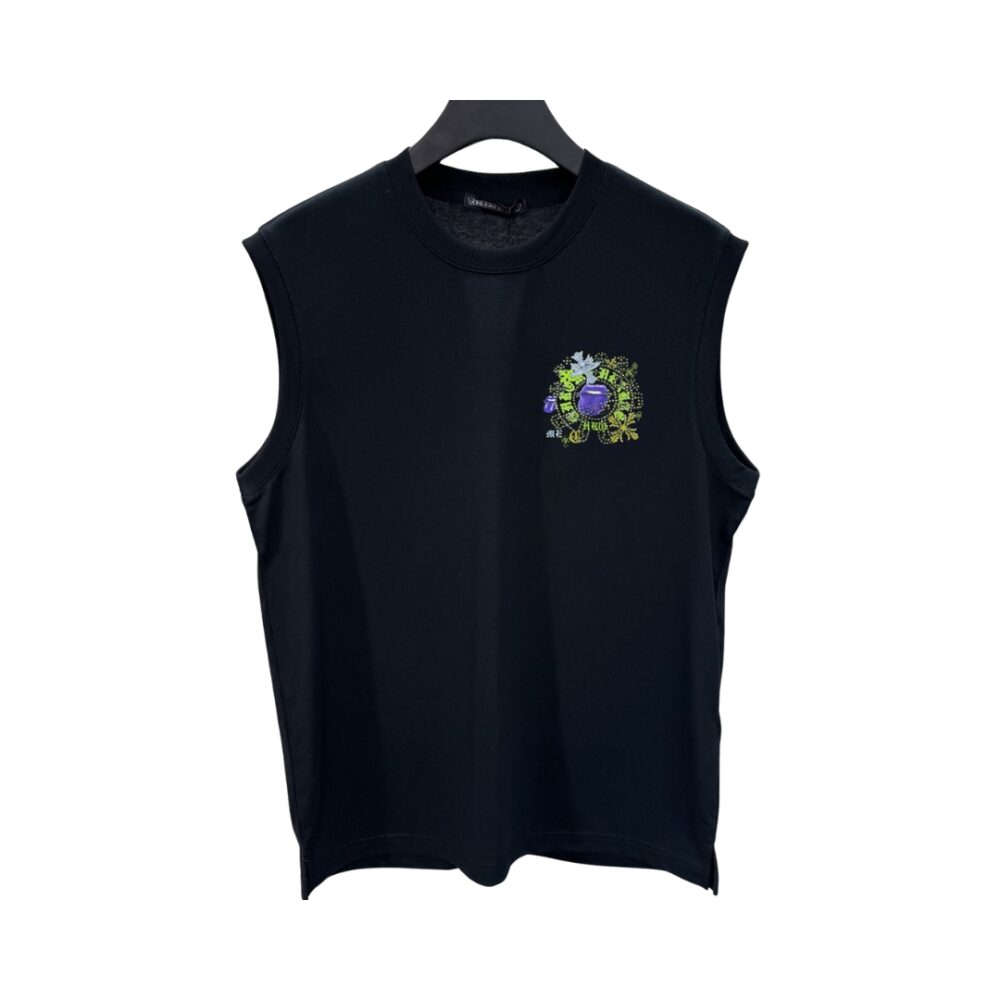 Nero Gilet Con Stampa Del Logo
