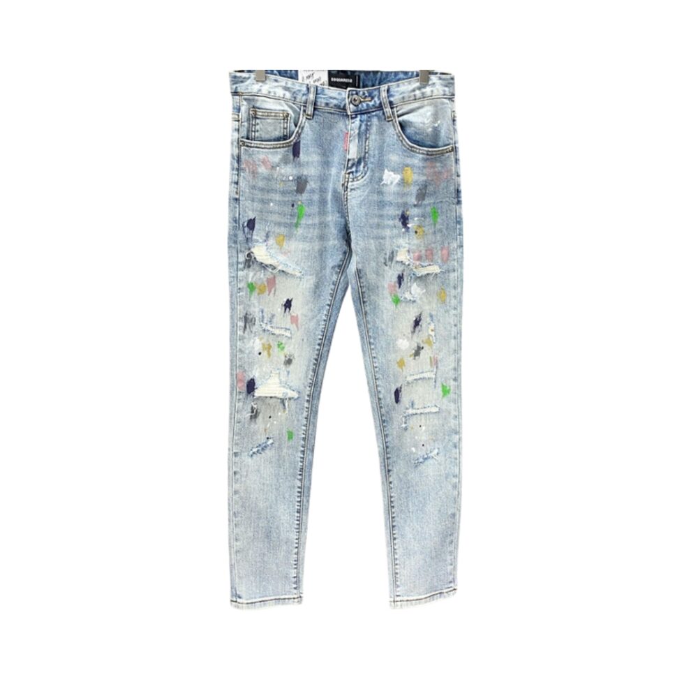 Schizzati Di Vernice E Strappati Blu Jeans