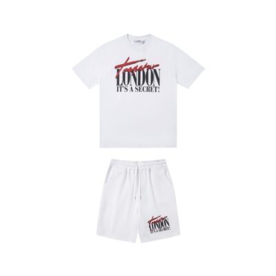 Set Maglietta London Bianco Con Pantaloncini